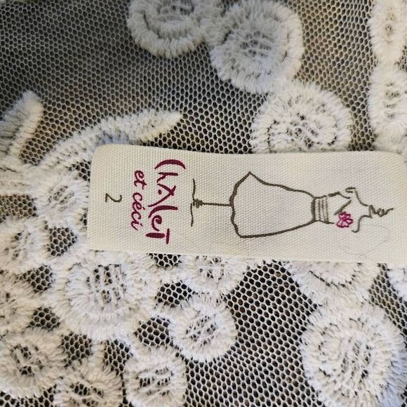 Chalet sleeveless long cardigan,  off white lace, M. #872 - Picture 4 of 6